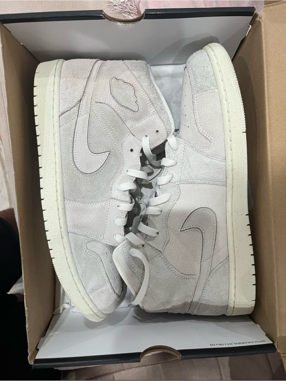 Jordan Men's High-Top Suede Sneakers in Light Gray - Picture 3 of 3